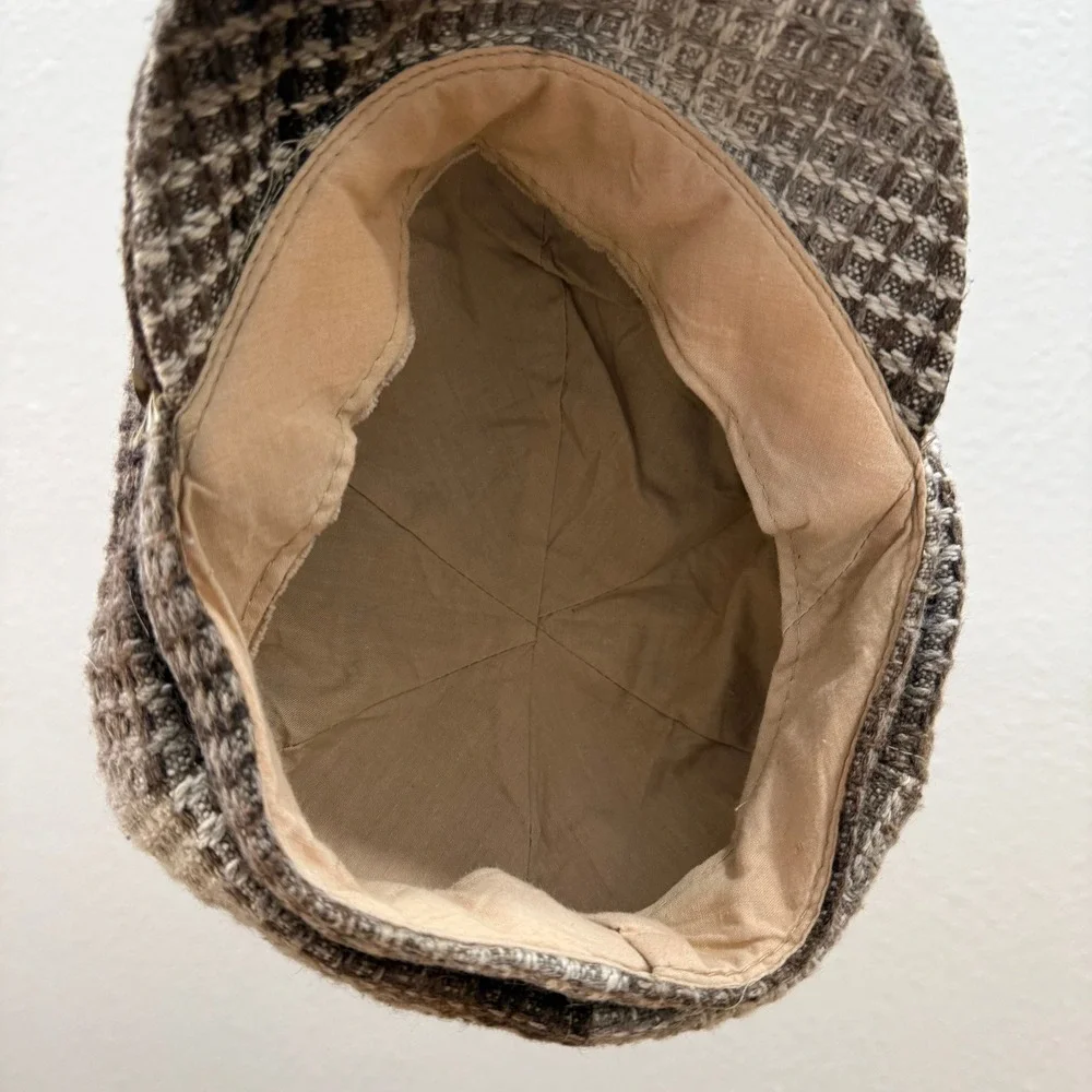 Newsboy‎ Brown Wool Blend Textured Chunky Button Detail Cap Hat One Size